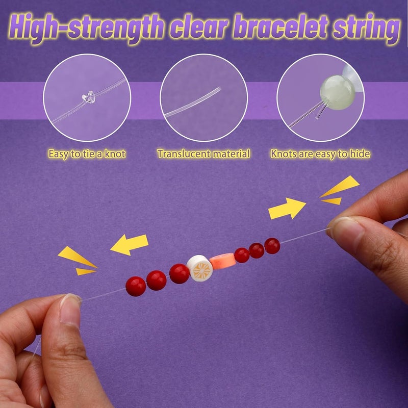 UOOU 6 Rolls Elastic String for Bracelets, 1mm Clear Stretchy Bracelet String with Beading Needles, Friendship Bracelet String for Jewelry Making Supplies - Image 5